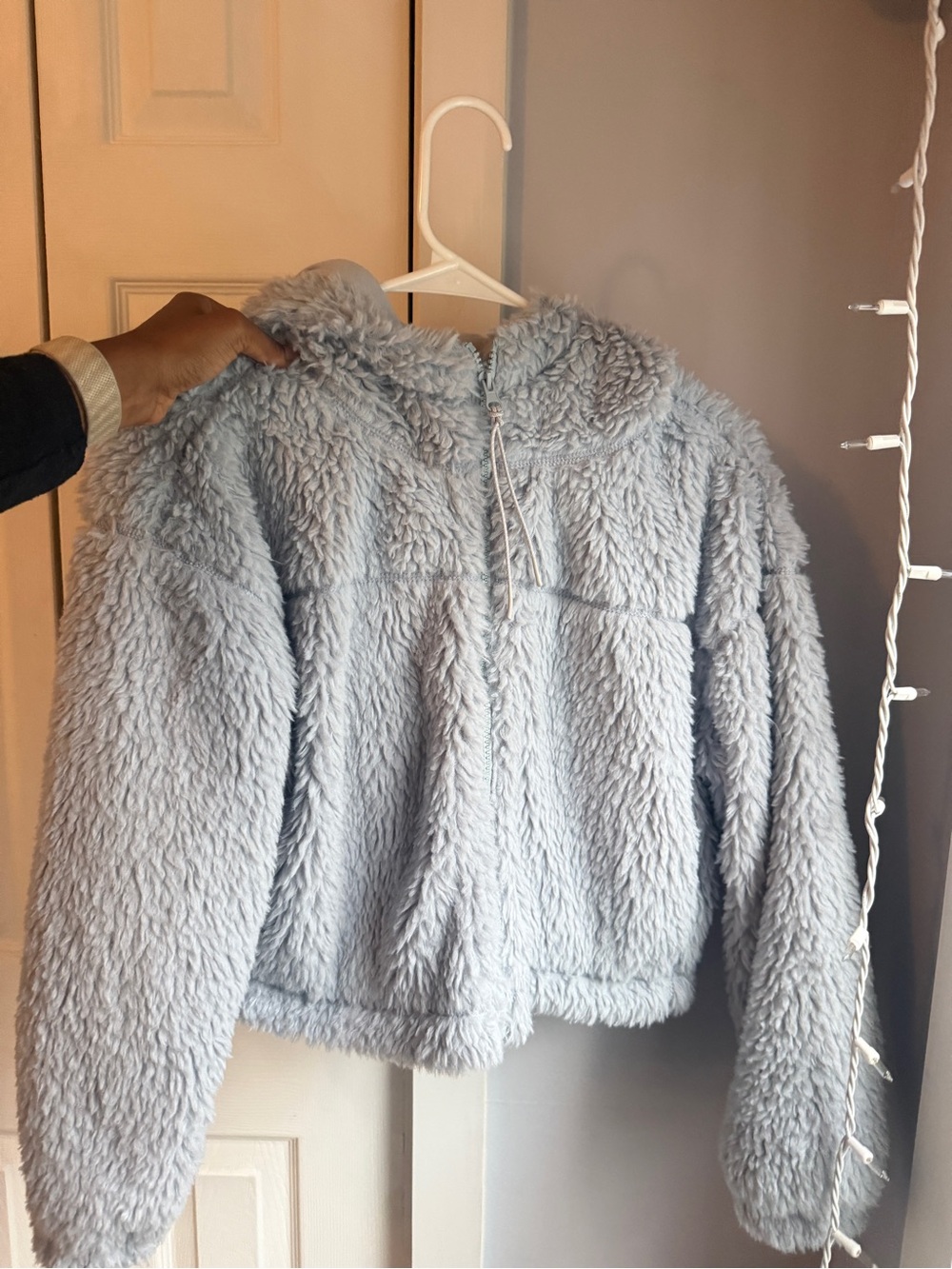Cozy Plush Hooded Jacket - Light Blue